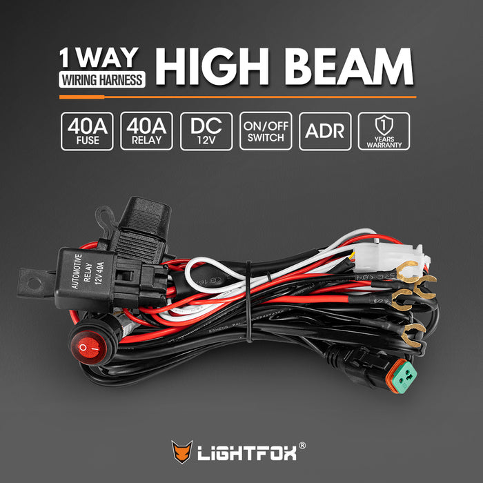 1 Way High Beam Wiring Harness W / Dt 2-Pin Connectors For Led Light Bar