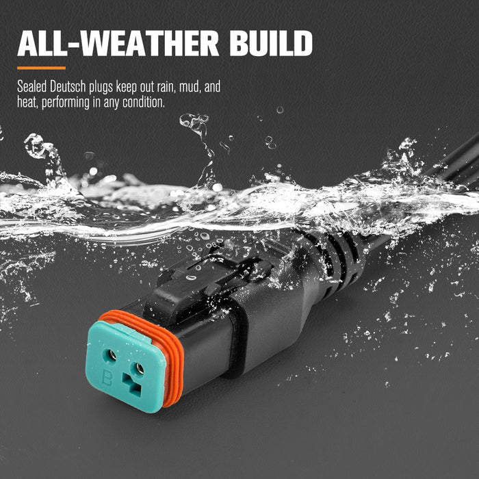 1 Way High Beam Wiring Harness W / Dt 2-Pin Connectors For Led Light Bar