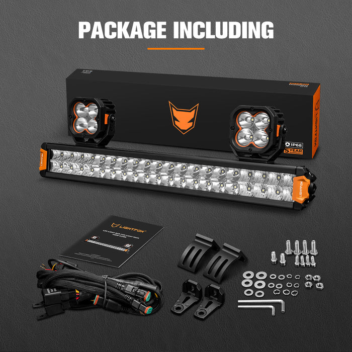 20" Osram Led Light Bar + Pairâ 3"Â Ledâ Podâ Lights Combo Kit Offroad 4X4