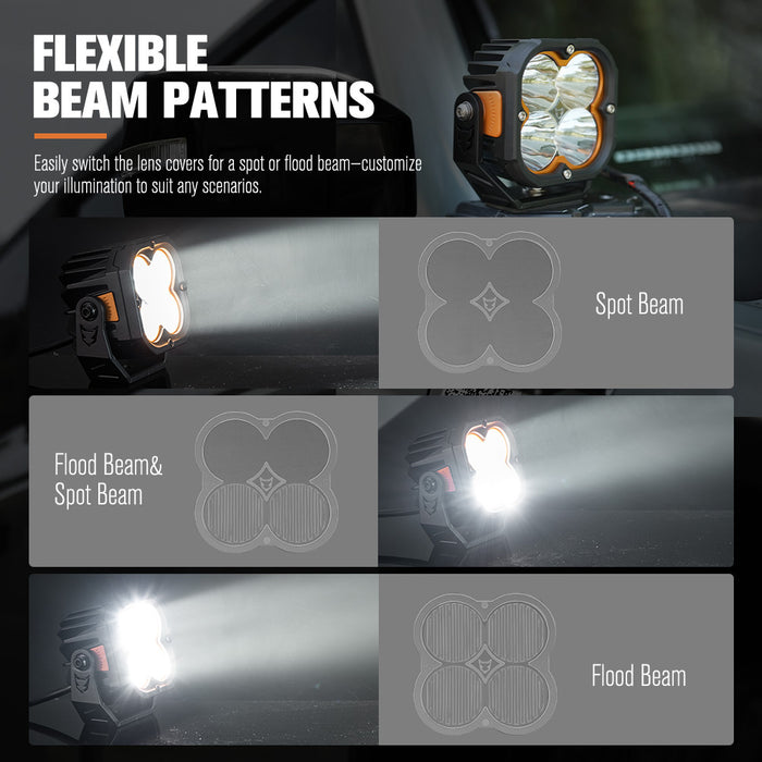 Pair 3" Cygnus-4 Osram Led Pod Lights Work Light W / 3 Pin Dt Connector