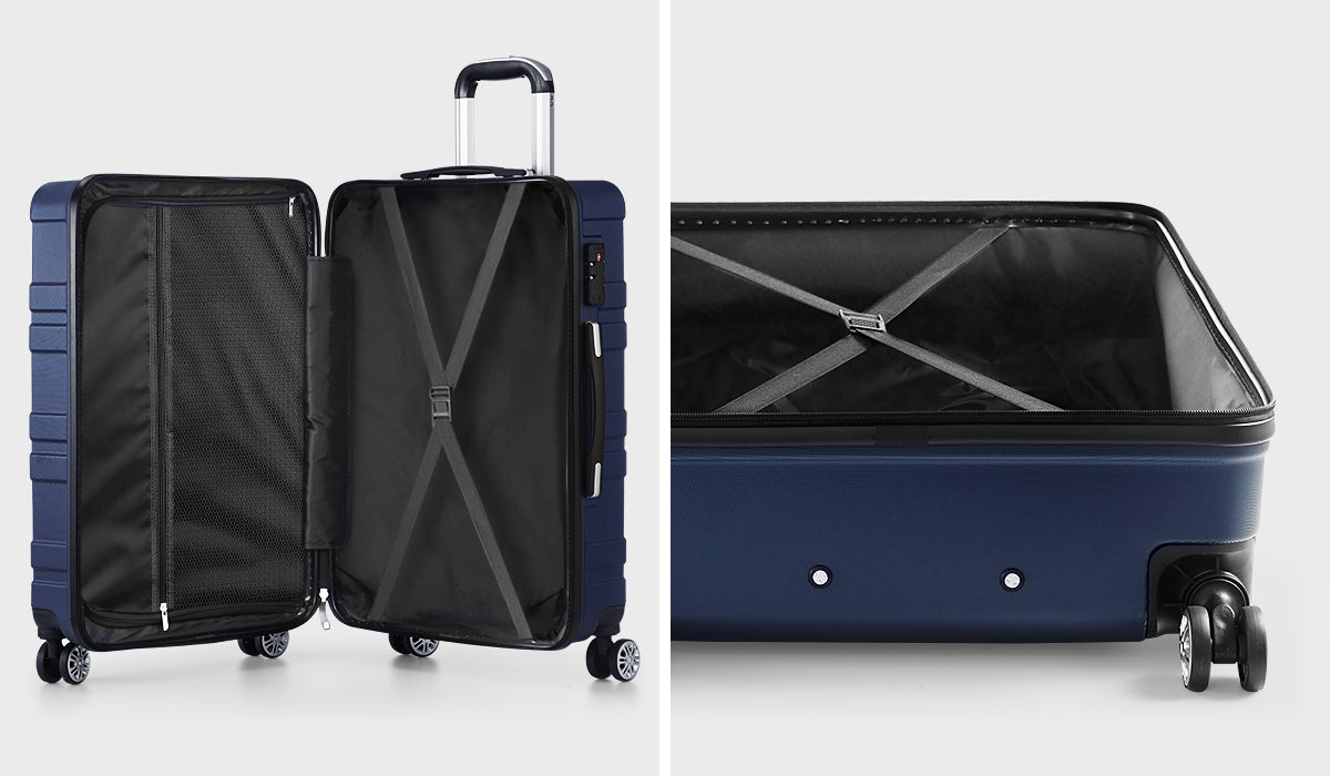 28" Luggage Suitcase Trolley Set Travel Tsa Lock Storage Hard Case Navy