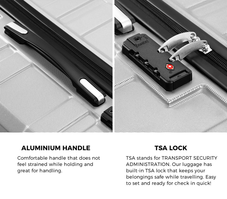 28" Luggage Suitcase Trolley Set Travel Tsa Lock Storage Hard Case Silver