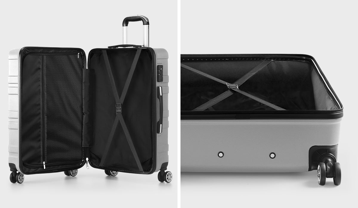 28" Luggage Suitcase Trolley Set Travel Tsa Lock Storage Hard Case Silver