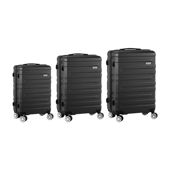 3 Pack Luggage Suitcase Trolley Set Travel Tsa Lock Storage Hard Case Black