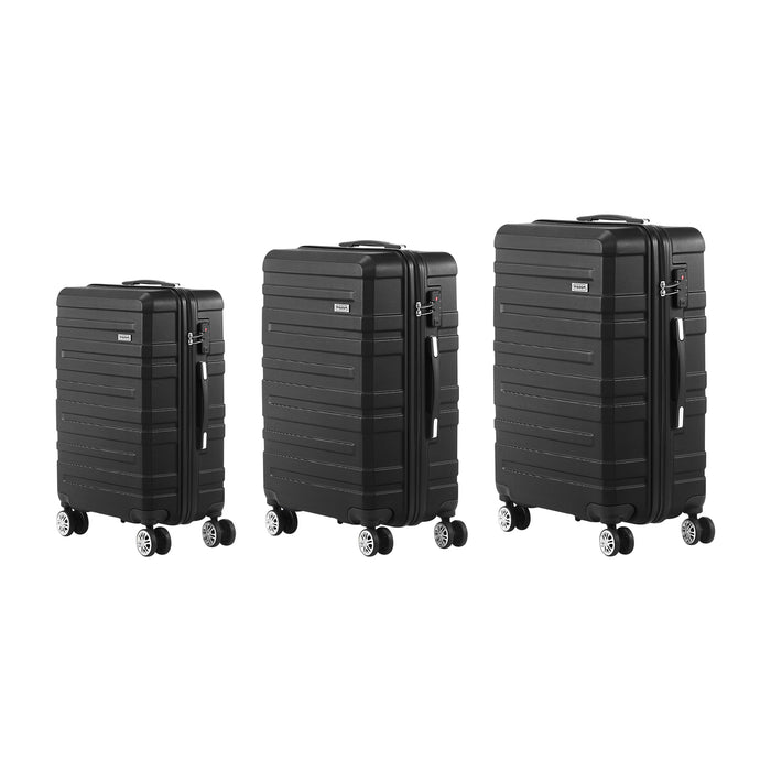 3Pcs Luggage Suitcase Trolley Set Travel Tsa Lock Storage Hard Case Black