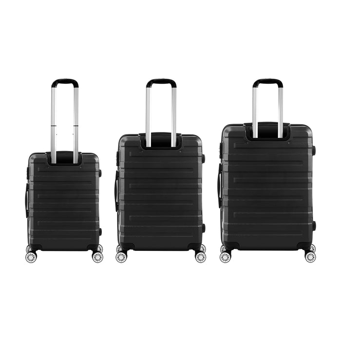 3Pcs Luggage Suitcase Trolley Set Travel Tsa Lock Storage Hard Case Black