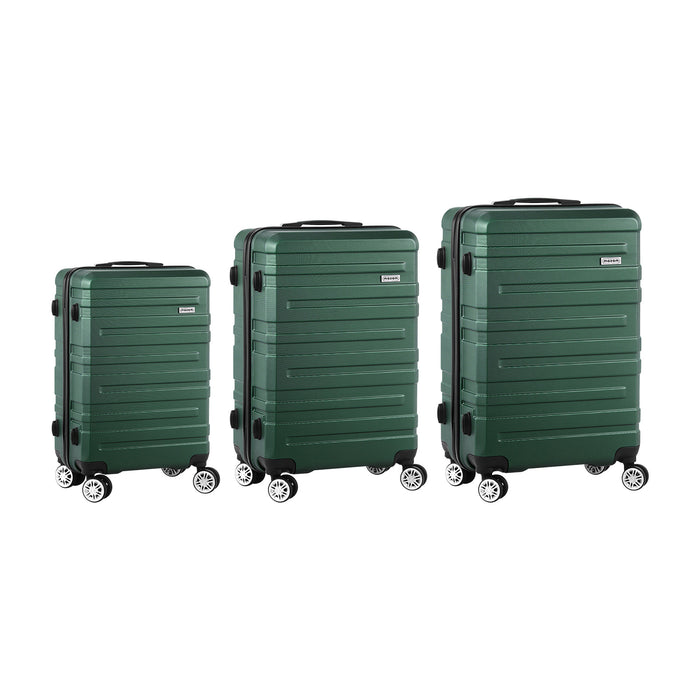 3 Pack Luggage Suitcase Trolley Set Travel Tsa Lock Storage Hard Case Green