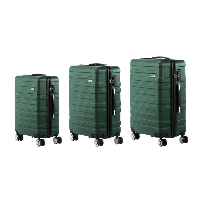 3 Pack Luggage Suitcase Trolley Set Travel Tsa Lock Storage Hard Case Green