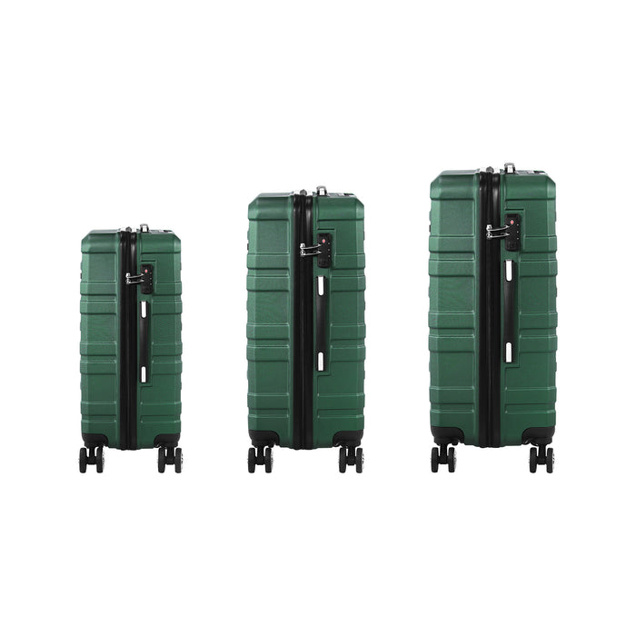3Pcs Luggage Suitcase Trolley Set Travel Tsa Lock Storage Hard Case Green
