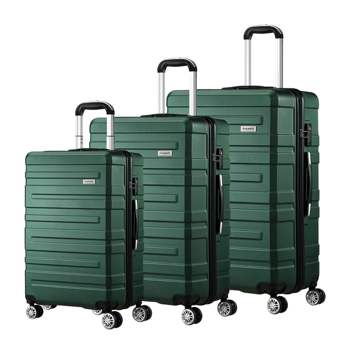 3 Pack Luggage Suitcase Trolley Set Travel Tsa Lock Storage Hard Case Green