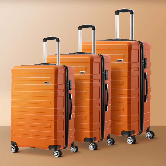 3Pcs Luggage Suitcase Trolley Set Travel Tsa Lock Storage Hard Case Orange