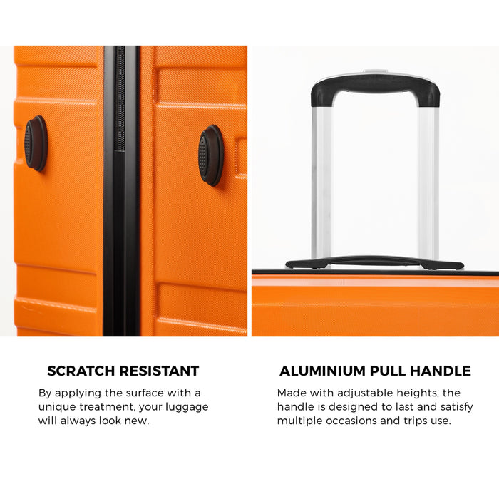 3Pcs Luggage Suitcase Trolley Set Travel Tsa Lock Storage Hard Case Orange