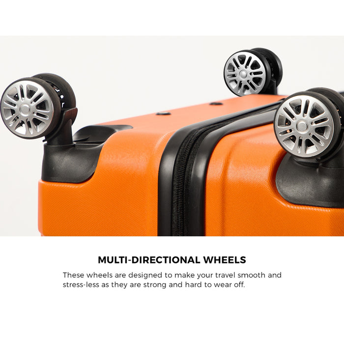 3Pcs Luggage Suitcase Trolley Set Travel Tsa Lock Storage Hard Case Orange