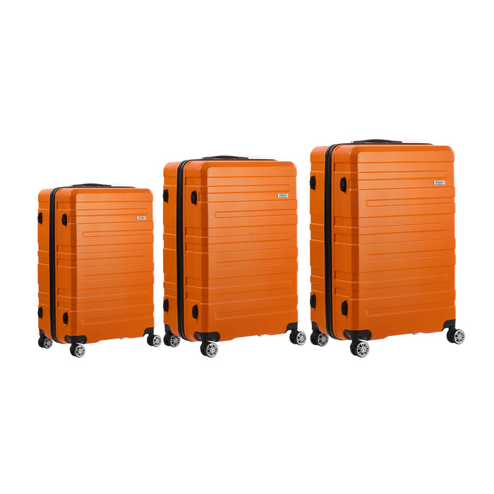 3Pcs Luggage Suitcase Trolley Set Travel Tsa Lock Storage Hard Case Orange
