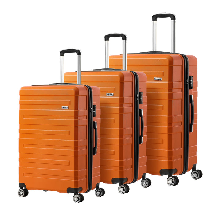 3Pcs Luggage Suitcase Trolley Set Travel Tsa Lock Storage Hard Case Orange