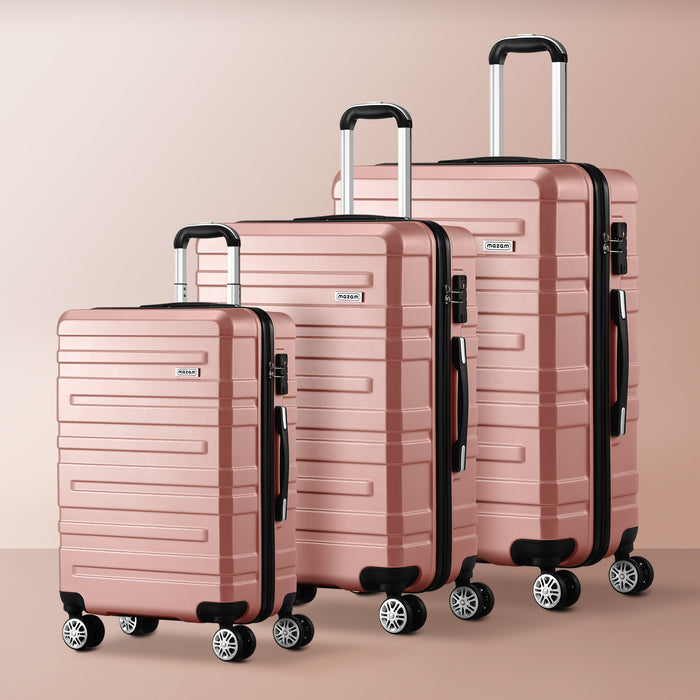 3Pcs Luggage Suitcase Trolley Set Travel Tsa Lock Storage Hard Case Pink