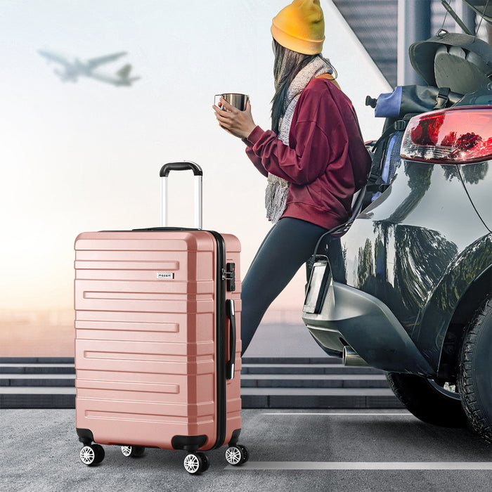 3Pcs Luggage Suitcase Trolley Set Travel Tsa Lock Storage Hard Case Pink