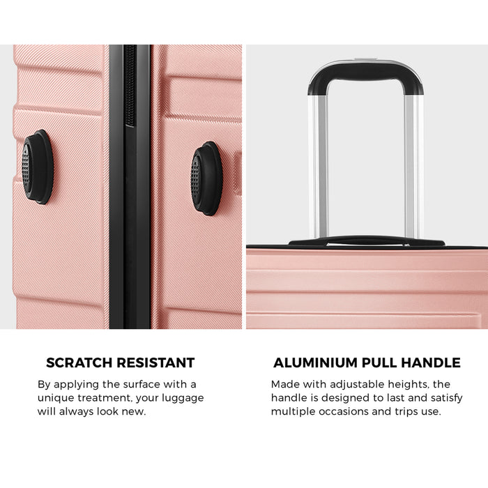 3Pcs Luggage Suitcase Trolley Set Travel Tsa Lock Storage Hard Case Pink