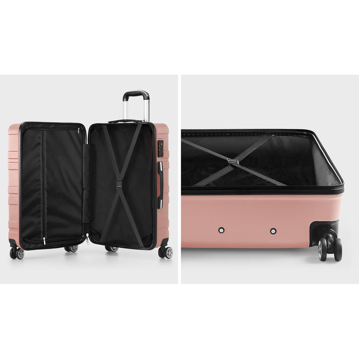 3Pcs Luggage Suitcase Trolley Set Travel Tsa Lock Storage Hard Case Pink