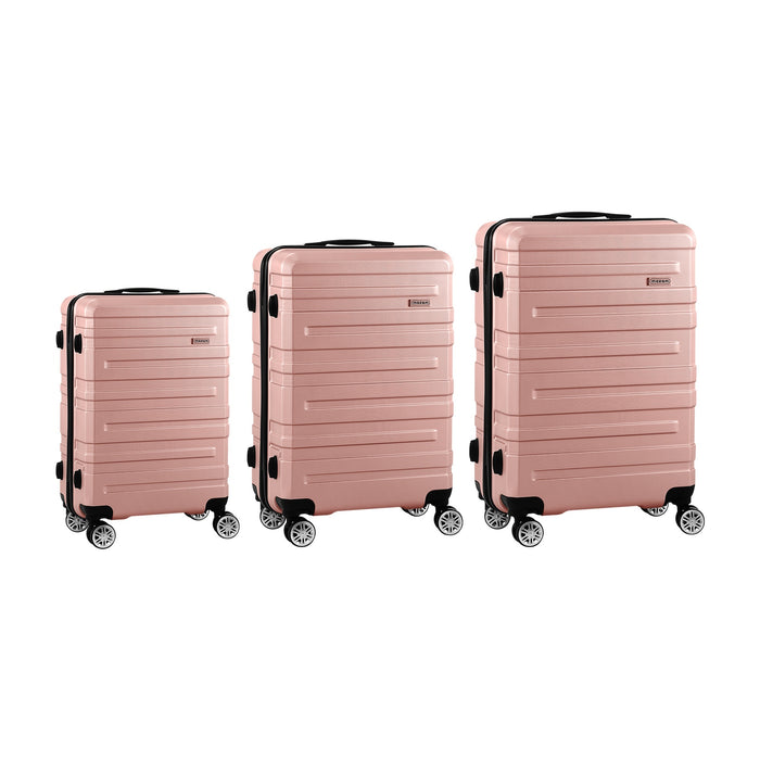 3Pcs Luggage Suitcase Trolley Set Travel Tsa Lock Storage Hard Case Pink