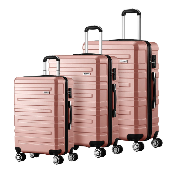 3Pcs Luggage Suitcase Trolley Set Travel Tsa Lock Storage Hard Case Pink