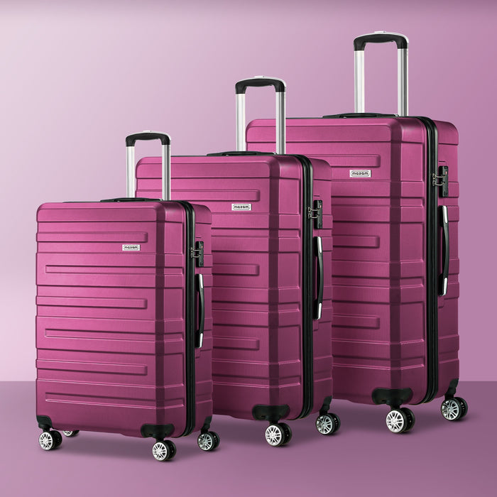 3Pc Luggage Suitcase Trolley Set Travel Tsa Lock Storage Hard Case Magenta