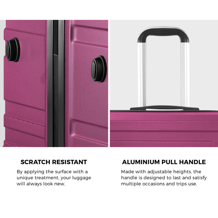3Pc Luggage Suitcase Trolley Set Travel Tsa Lock Storage Hard Case Magenta
