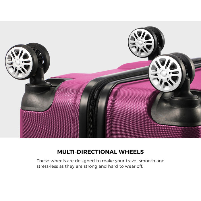 3Pc Luggage Suitcase Trolley Set Travel Tsa Lock Storage Hard Case Magenta