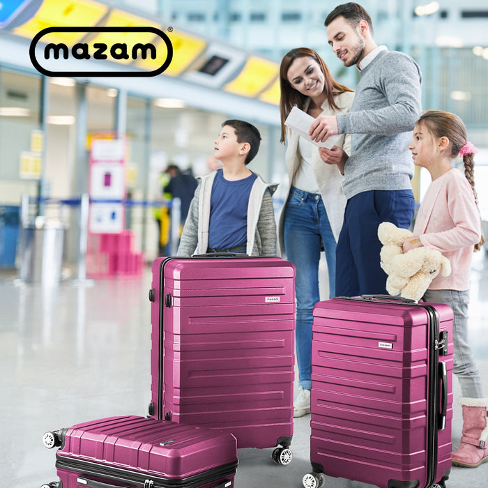 3Pc Luggage Suitcase Trolley Set Travel Tsa Lock Storage Hard Case Magenta