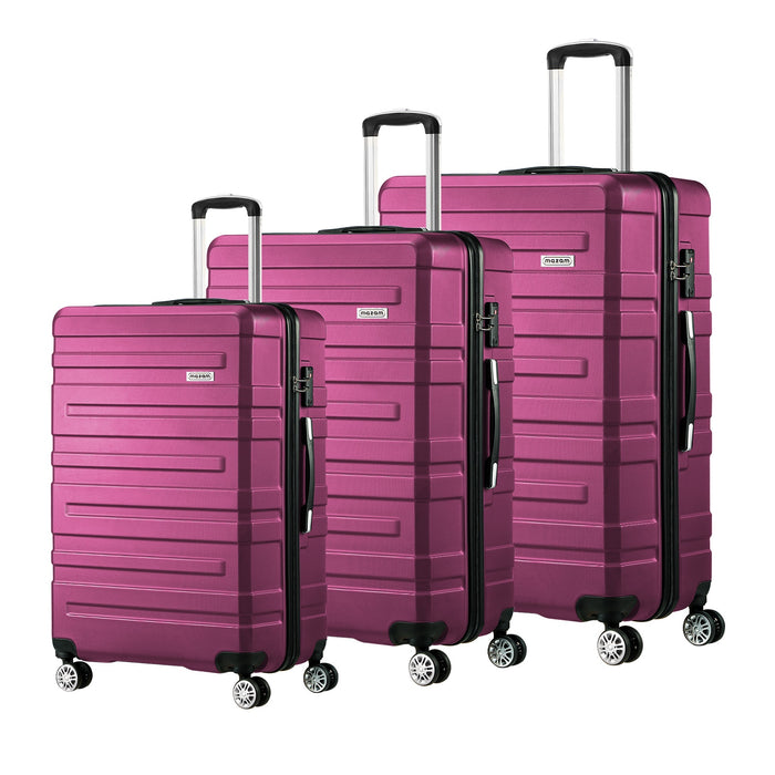 3Pc Luggage Suitcase Trolley Set Travel Tsa Lock Storage Hard Case Magenta