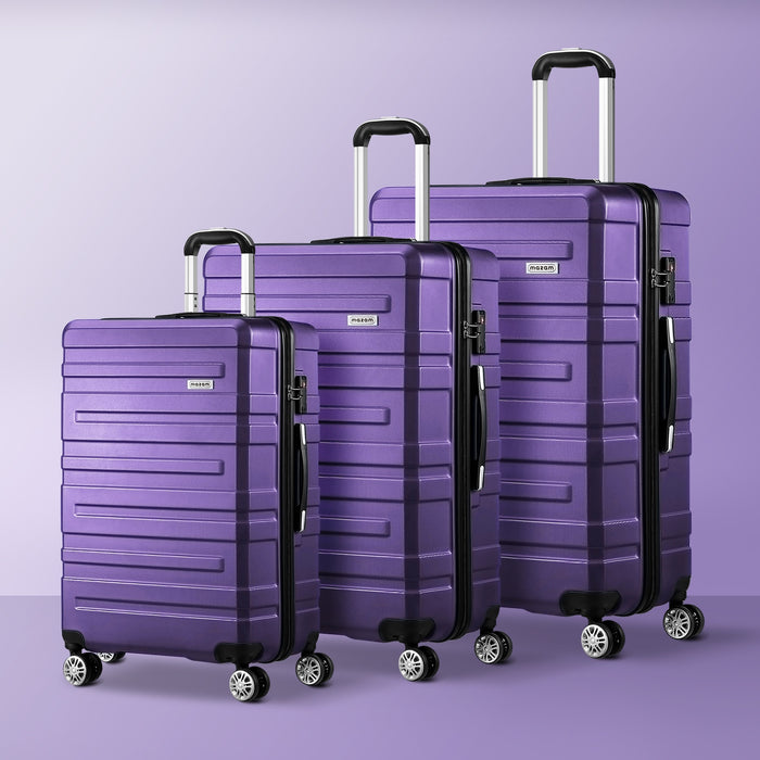 3Pcs Luggage Suitcase Trolley Set Travel Tsa Lock Storage Hard Case Purple