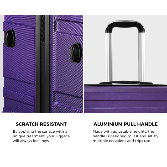 3Pcs Luggage Suitcase Trolley Set Travel Tsa Lock Storage Hard Case Purple