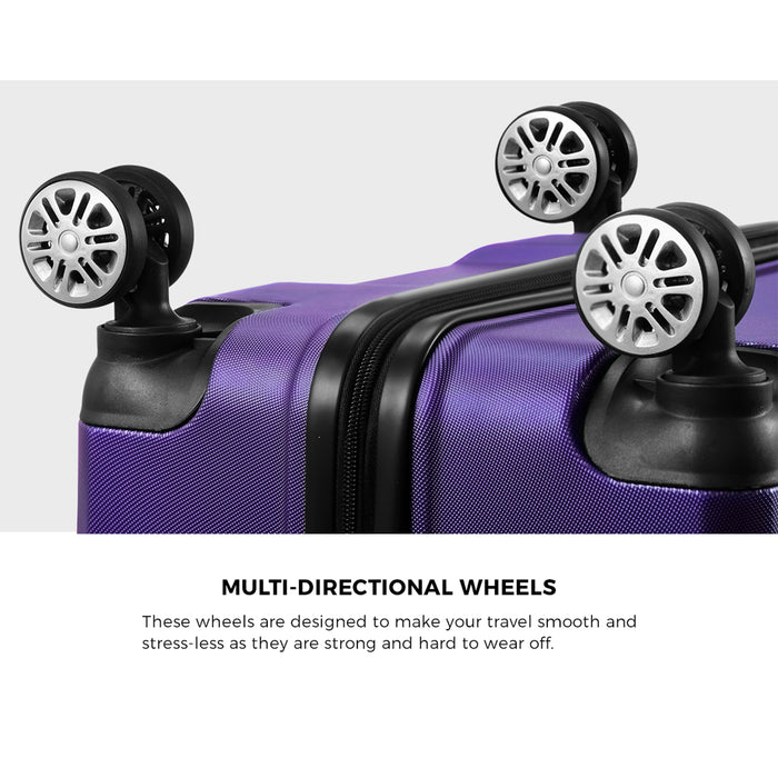 3Pcs Luggage Suitcase Trolley Set Travel Tsa Lock Storage Hard Case Purple