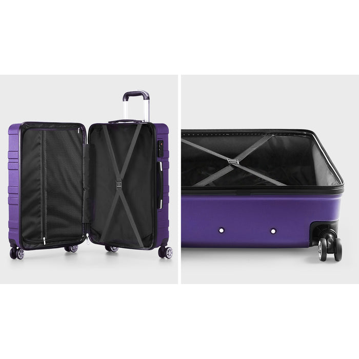 3Pcs Luggage Suitcase Trolley Set Travel Tsa Lock Storage Hard Case Purple