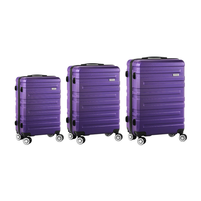 3Pcs Luggage Suitcase Trolley Set Travel Tsa Lock Storage Hard Case Purple