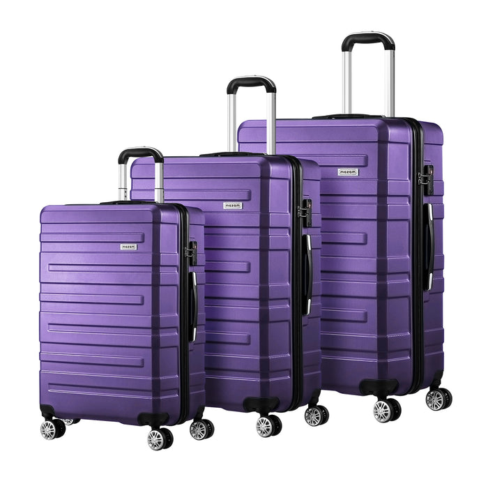 3Pcs Luggage Suitcase Trolley Set Travel Tsa Lock Storage Hard Case Purple
