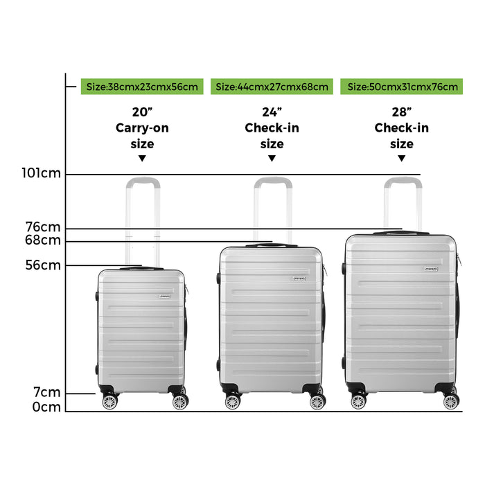 3 Pack Luggage Suitcase Trolley Set Travel Tsa Lock Storage Hard Case