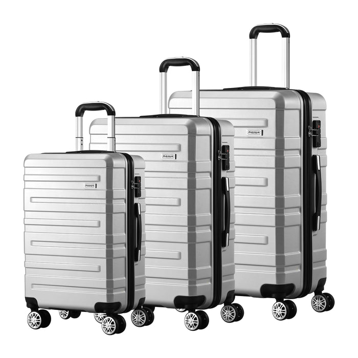 3Pcs Luggage Suitcase Trolley Set Travel Tsa Lock Storage Hard Case Silver
