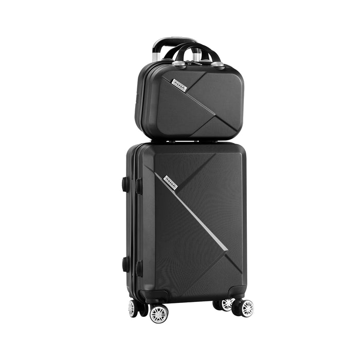 2Pcs Luggage Suitcase Trolley Set Travel Tsa Lock Storage Hard Case Black