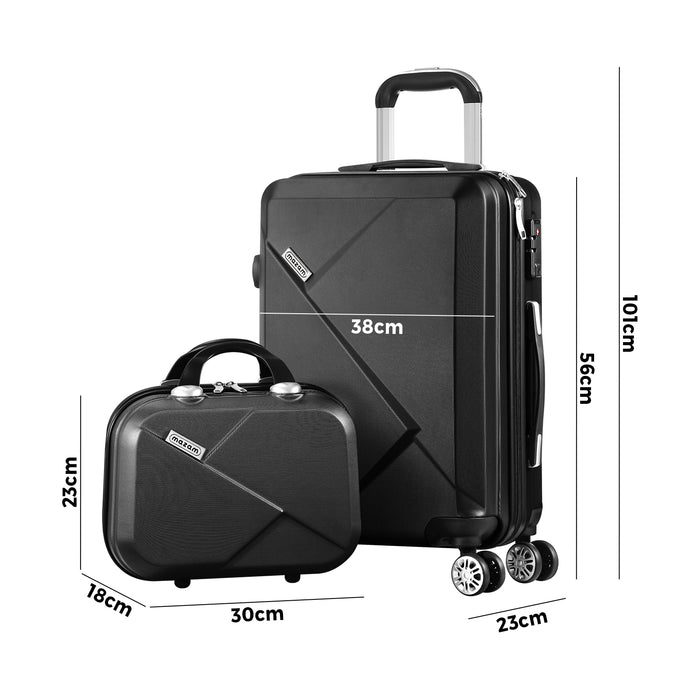 2Pcs Luggage Suitcase Trolley Set Travel Tsa Lock Storage Hard Case Black