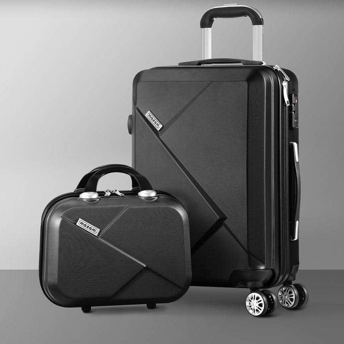 2Pcs Luggage Suitcase Trolley Set Travel Tsa Lock Storage Hard Case Black