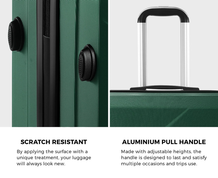 2Pcs Luggage Suitcase Trolley Set Travel Tsa Lock Storage Hard Case Green