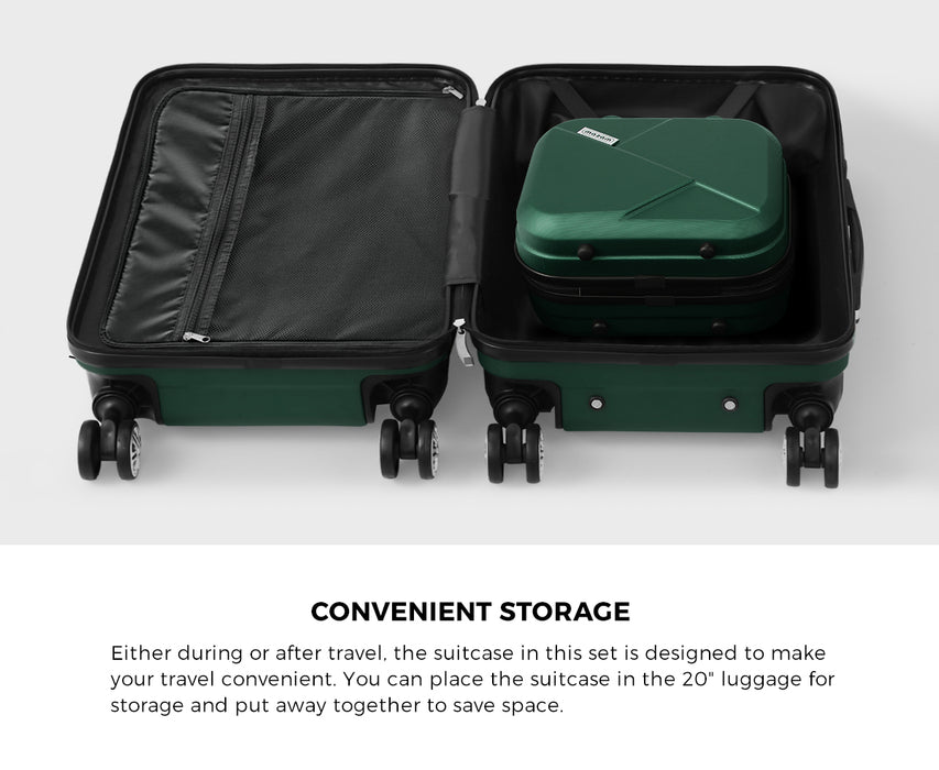 2Pcs Luggage Suitcase Trolley Set Travel Tsa Lock Storage Hard Case Green