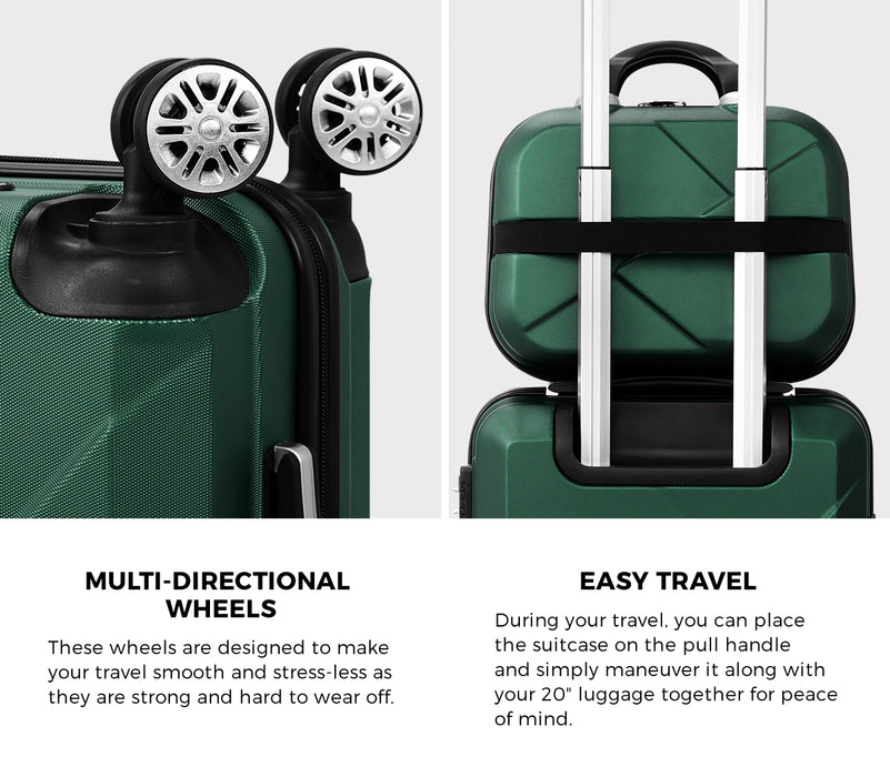 2Pcs Luggage Suitcase Trolley Set Travel Tsa Lock Storage Hard Case Green