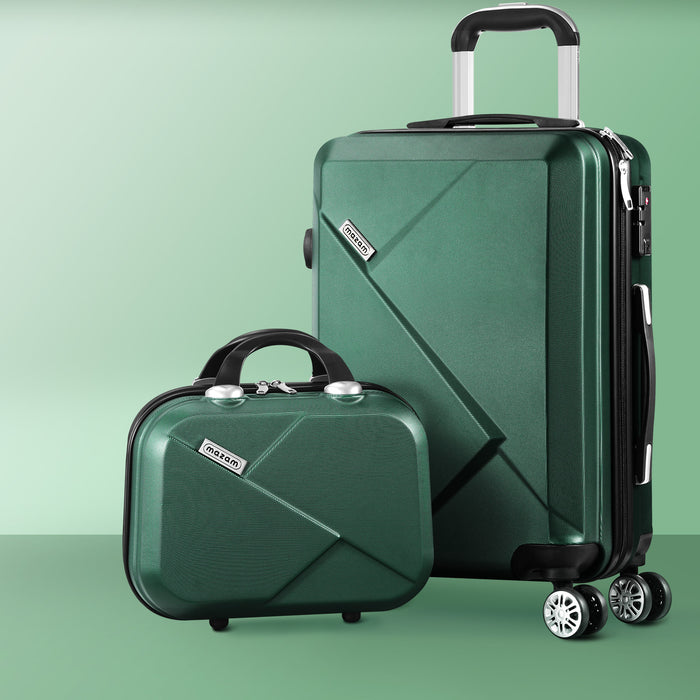 2Pcs Luggage Suitcase Trolley Set Travel Tsa Lock Storage Hard Case Green
