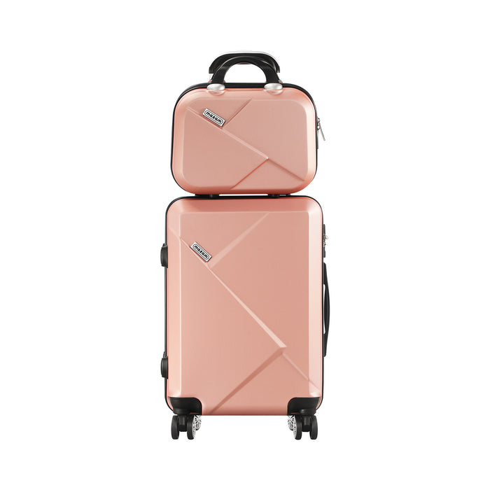 2Pcs Luggage Suitcase Trolley Set Travel Tsa Lock Storage Hard Case Pink