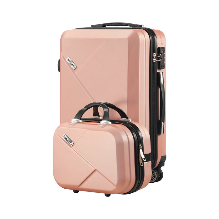2 Pcs Luggage Suitcase Trolley Set Travel Tsa Lock Storage Hard Case Pink
