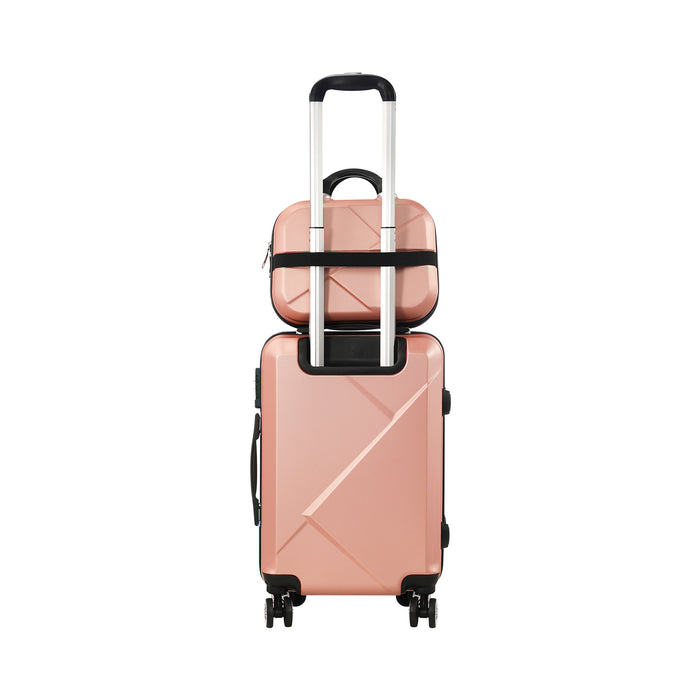 2 Pcs Luggage Suitcase Trolley Set Travel Tsa Lock Storage Hard Case Pink