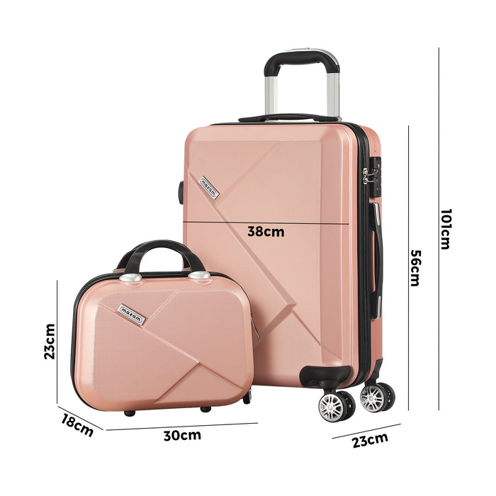 2Pcs Luggage Suitcase Trolley Set Travel Tsa Lock Storage Hard Case Pink