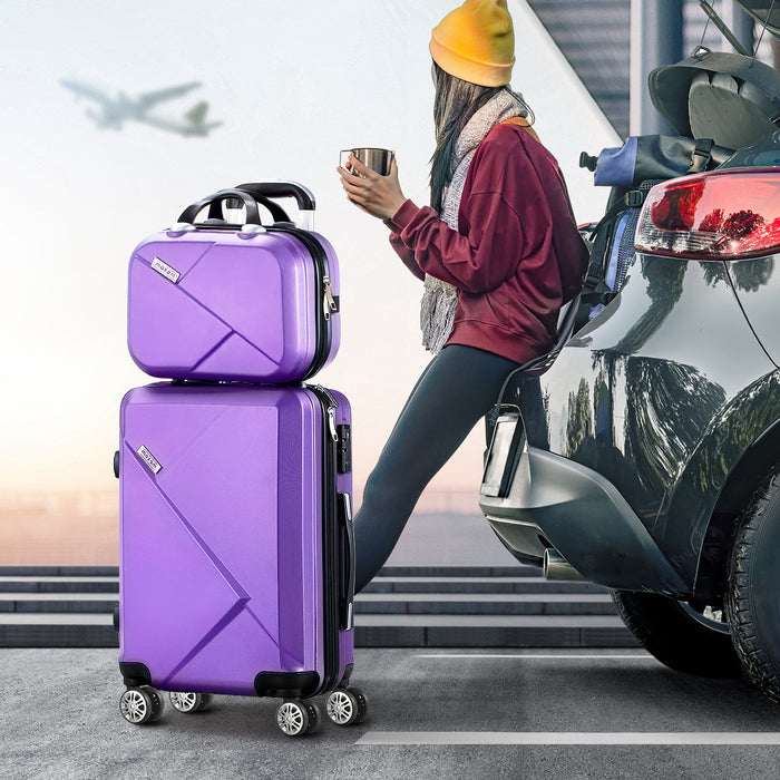 2Pcs Luggage Suitcase Trolley Set Travel Tsa Lock Storage Hard Case Purple